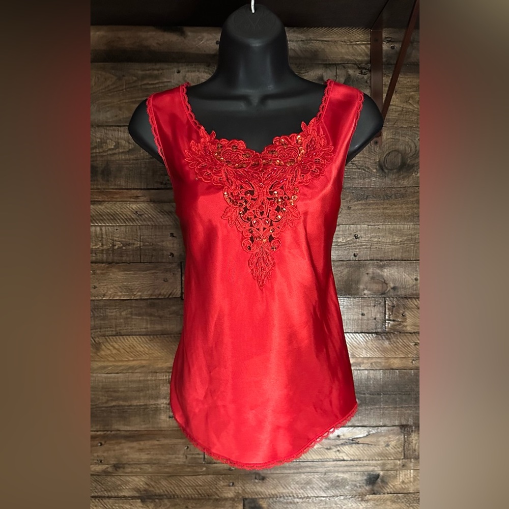 Vintage Red Lace Camisole